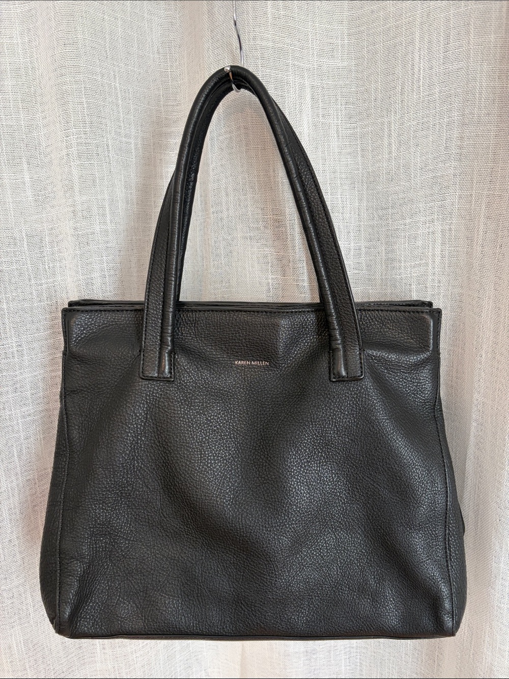 Karen Millen Black Pebbled Leather Tote